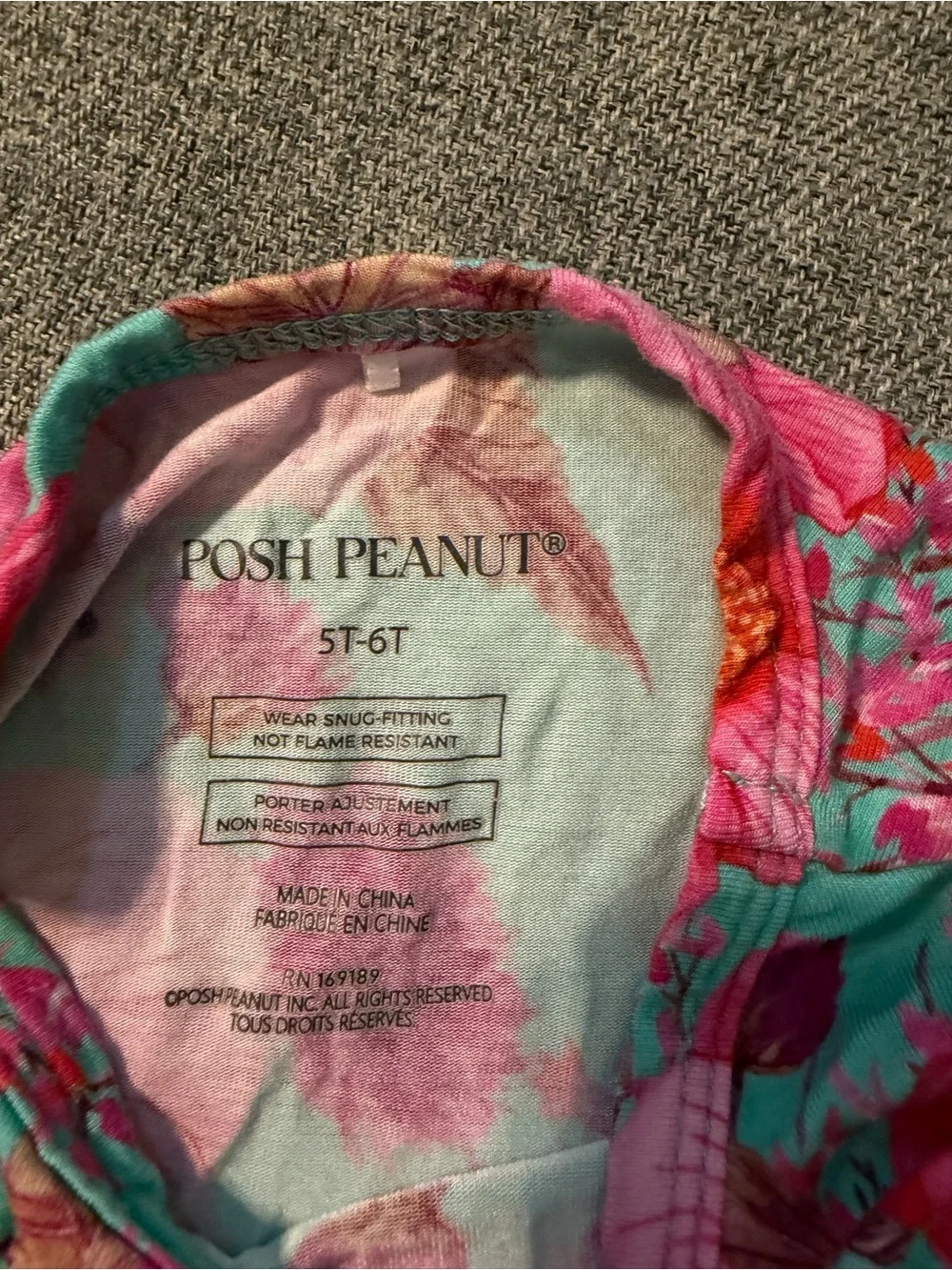 Posh Peanut Kienna Floral Two-Piece Viscose Bamboo 5/6 Pajama Set - Pink on Aqua